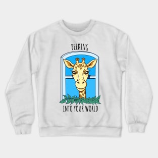 Cute Peeking Giraffe in the Window Crewneck Sweatshirt